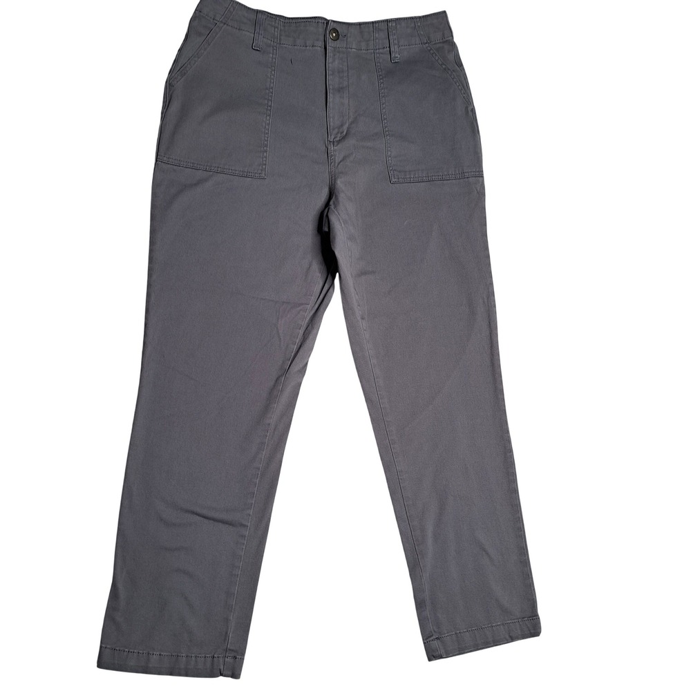 St. John's Bay Ankle Pants Women 16 Gray Elastic Waist Cotton Blend‎
